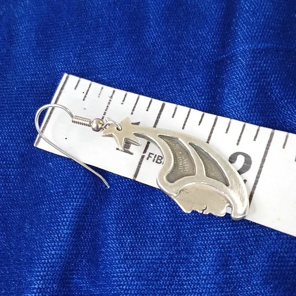 Wind Star Sterling Silver Dangle Earrings Hook Style - Picture 10 of 12